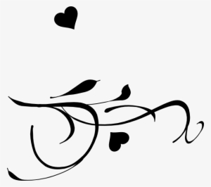 Fancy Heart Clip Art Black And White - Hearts On A Branch