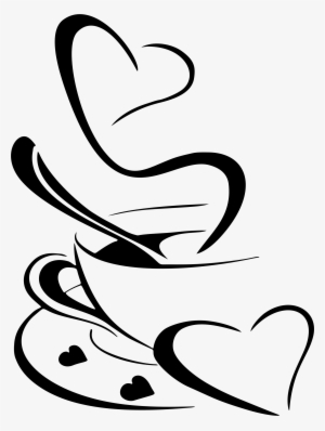 Coffee Clipart Black And White Heart - Coffee Heart Png