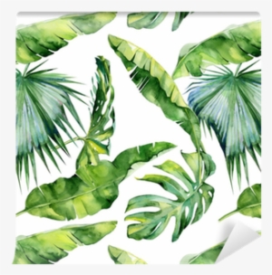 Seamless Watercolor Illustration Of Tropical Leaves, - Graphite Pickleball Paddle (leaf)