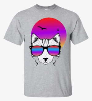 Cool Cat T-shirt - Geek Cat Poster Print (portrait) - A4, 11.7 X 8.3 In