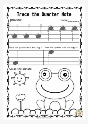 Tracing Music Notes Worksheets For Spring - Trace Music Notes Worksheet