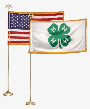 4' X 6' Mounted 4-h And Usa Flag Set - 4 H Flag And American Flag
