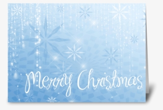 Blue Snowflake Sparkle Merry Christmas Greeting Card