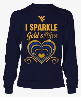 I Sparkle Gold & Blue Heart West Virginia Mountaineers - Just A Small Town Girl Png