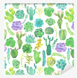 Watercolor Cactus And Succulent Seamless Pattern Wallpaper - Watercolor Cactus