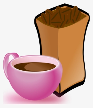 Cup Of Coffee With Sack Of Coffee Beans - Coffee Beans Clip Art