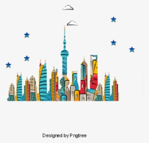 Cartoon Dubai City Building, Cartoon, Vector, Dubai - Commercial Building