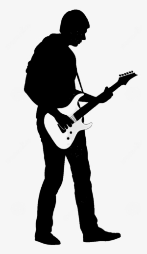 Each Artist Contributes An Original Piece Of Art In - Man Playing Electric Guitar Silhouette