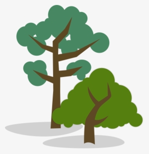 Stylized Illustration Of One Tall And One Short Tree - Tall Tree Short Tree