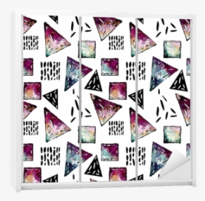 Seamless Pattern Of Watercolor Galaxy, Triangles And - Portable Network Graphics