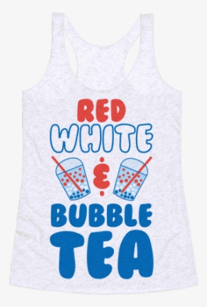 Red, White And Bubble Tea Racerback Tank Top - Space Force To Infinity And Beyond