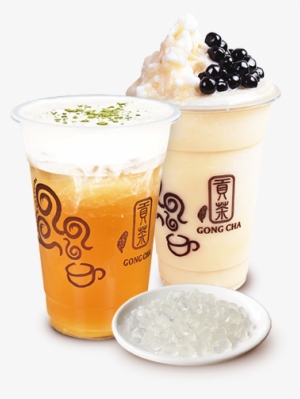 Bubble Tea With Different Kinds Of Topping - Gong Cha Milk Foam Green Tea
