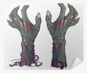 Pair Of Zombie Hands Rising From The Ground And Torn - Hand Coming Out Of The Ground Drawing