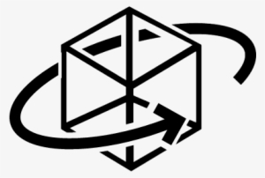 3d Printed Cube With Circular Arrow Around Vector - Global 3d Labs Logo