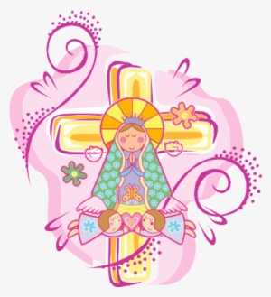 Pink Swirled Virgencita - Virgencita Plis Primera Comunion