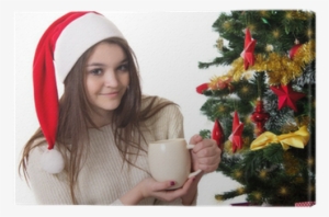 Cuadro En Lienzo Adolescente Con La Taza De Café Bajo - Coffee
