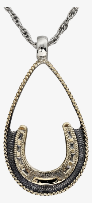 14k Gold Fill & Sterling Teardrop Horseshoe Necklace - Locket