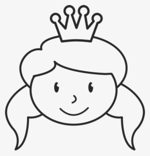 Girl Face With Crown And Pigtails Stamp - Stick Figure Girl Face
