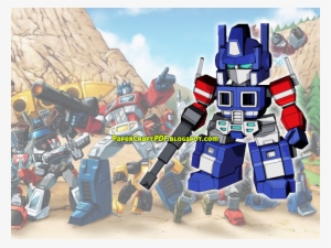 Download Sd Optimus Prime Papercraft Papercraft Model - Transformers Group Shot