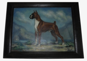 1960's American Champion Boxer Dog Oil Painting Ch - Dobermann