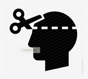 Vector Icon Of Male Profile With Scissors On Cutting - Stock Illustration