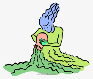 Woman Pouring Water Royalty Free Vector Clip Art Illustration - Illustration
