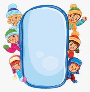 Poster With Young Children In Warm Clothes, Winter, - Child