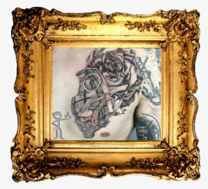 Skull Grenade And Exploding Rose 3d Tattoo - Png Photo Frame Free