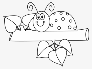 Black And White Ladybug On A Branch - Clipart Ladybugs In Flowers Black And White