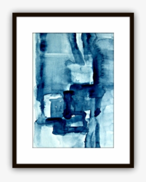 Blue Blocks Is A Small Watercolor Painting That Lead - Framed Modern Painting Png
