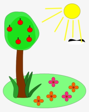 Free Vector Sun Tree Flowers Clip Art - Summer Clip Art