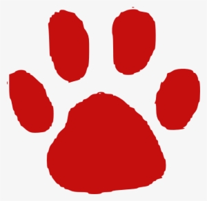 Red Paw Print Clip Art - Red Paw Print Transparent Background