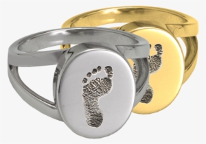 Wholesale Baby Footprint Oval Split Ring Available - Baby Footprint Oval "v" Ring