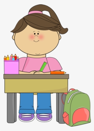 Homework Girl - Desk Work Clipart - 321x450 PNG Download - PNGkit