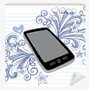 Cell Phone Mobile Pda Sketchy Doodles Vector Wall Mural - Vector De Celulares