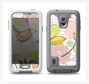 The Vintage Tan & Gold Vector Birds With Flowers Samsung