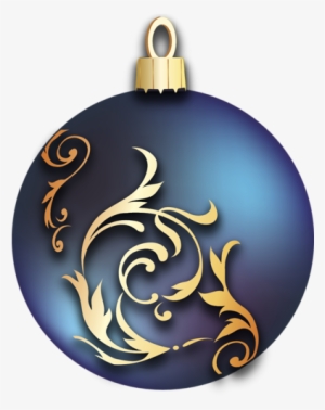 Merry Christmas Clipart Ball - Blue And Gold Ornament