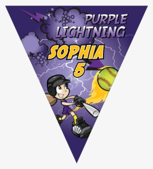 Purple Lightning Triangle Individual Team Pennant - Cartoon