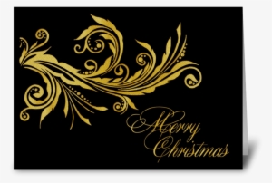 Elegant Gold Flourish, Merry Christmas Greeting Card - Weihnachten Verziert Feiertags-postkarte Postkarte