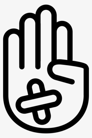 Hand Showing Palm Outline With Band Aid Comments - Hunger Games Symbol Clip Art