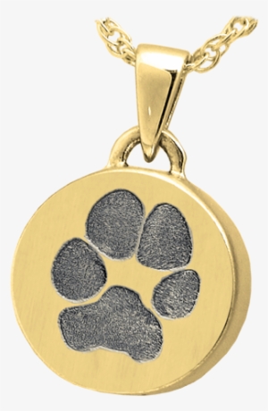 Round Paw Print Pendant, 14k Solid Yellow Or White - Locket
