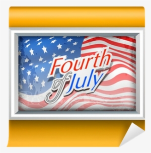 American Independence Frame On Yellow Wall With Waving - Welle Julis Vierter Grußkarte