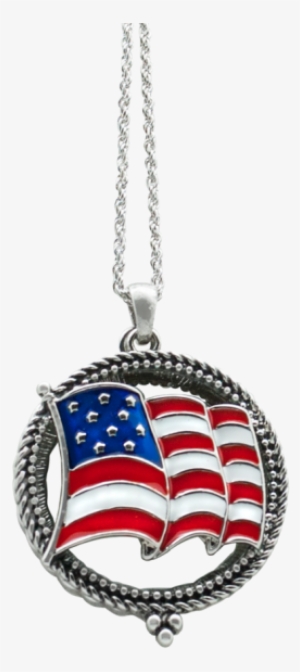 3626 Waving Flag Magnifying Necklace - Locket
