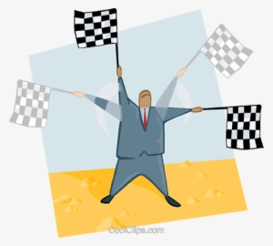 Man Waving Flags Royalty Free Vector Clip Art Illustration - Hostel The Spot Inn