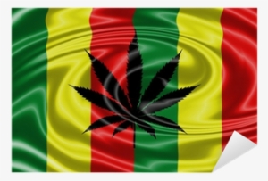 Rasta Pattern On Fabric Texture Waving Flag Sticker - Flag