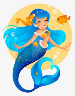 Blue Mermaid By Redhead - Clip Art Mermaid Cartoon Transparent