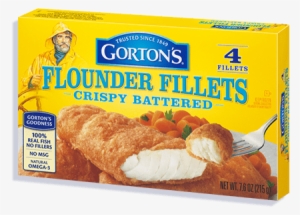 Crispy Battered Flounder Fillets - Gortons Fish Fillets, Potato Crunch - 10 Fillets, 18.2