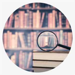 T Magnifying Glass Over Books - Researching Background