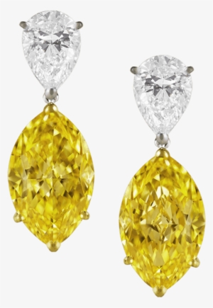 Fancy Vivid Yellow Diamond Earrings - Yellow Diamond Earrings Png