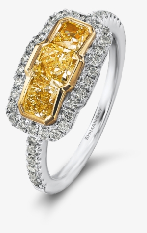 20 Three Stone My Girl Yellow Diamond Ring - Engagement Ring